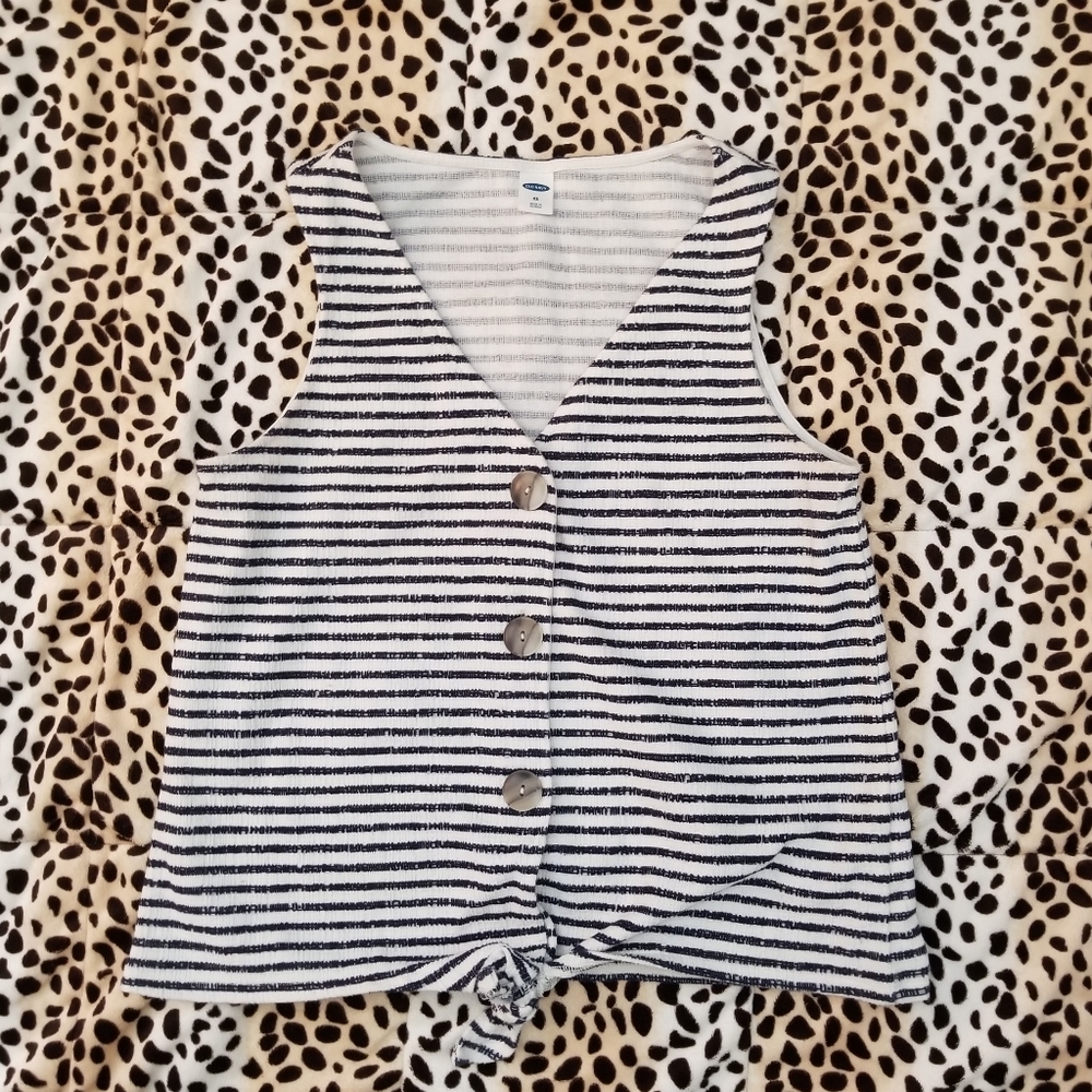 Button Down Self Tie Tank Top